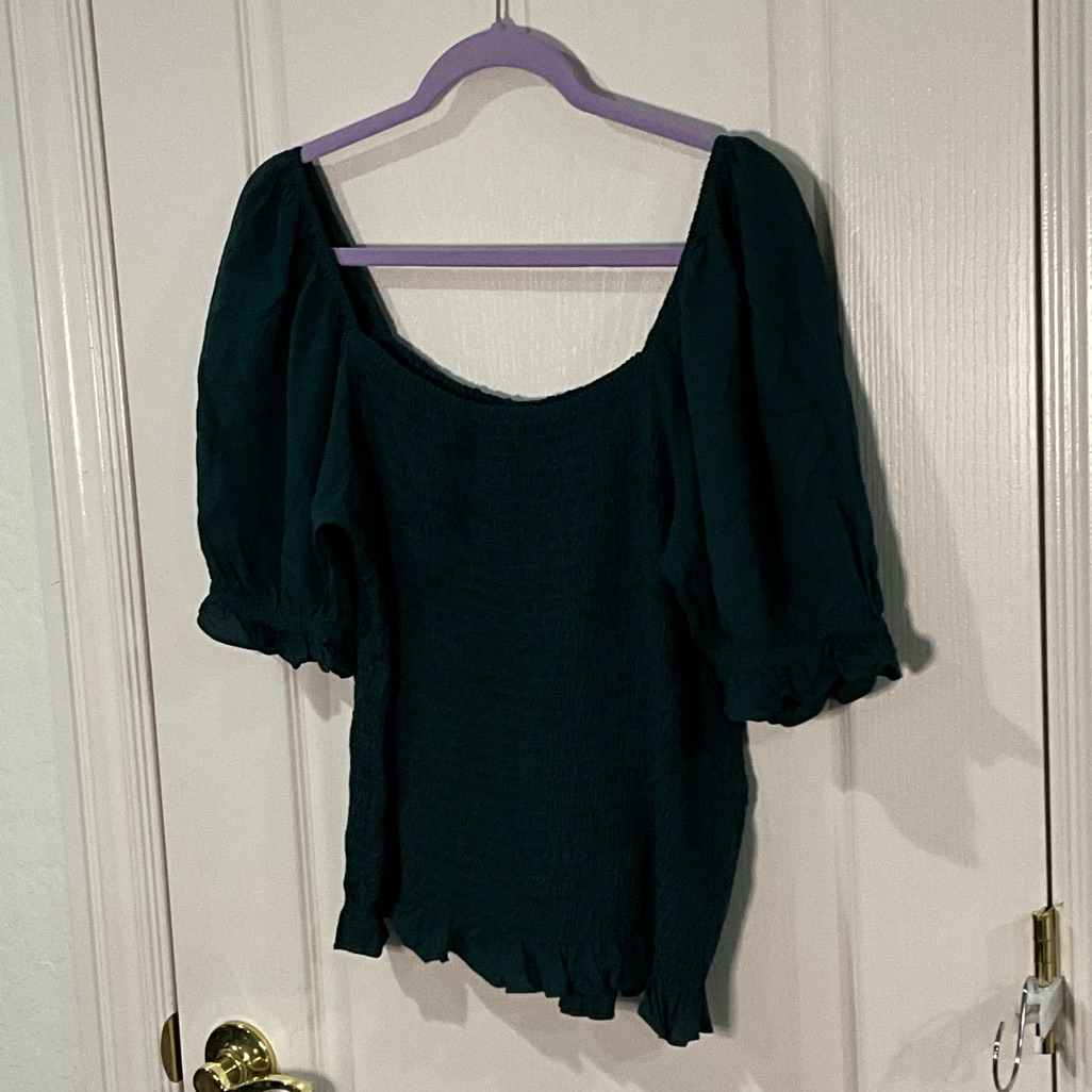 Aware By Vero Moda Chic Forest Green Smocked Blouse